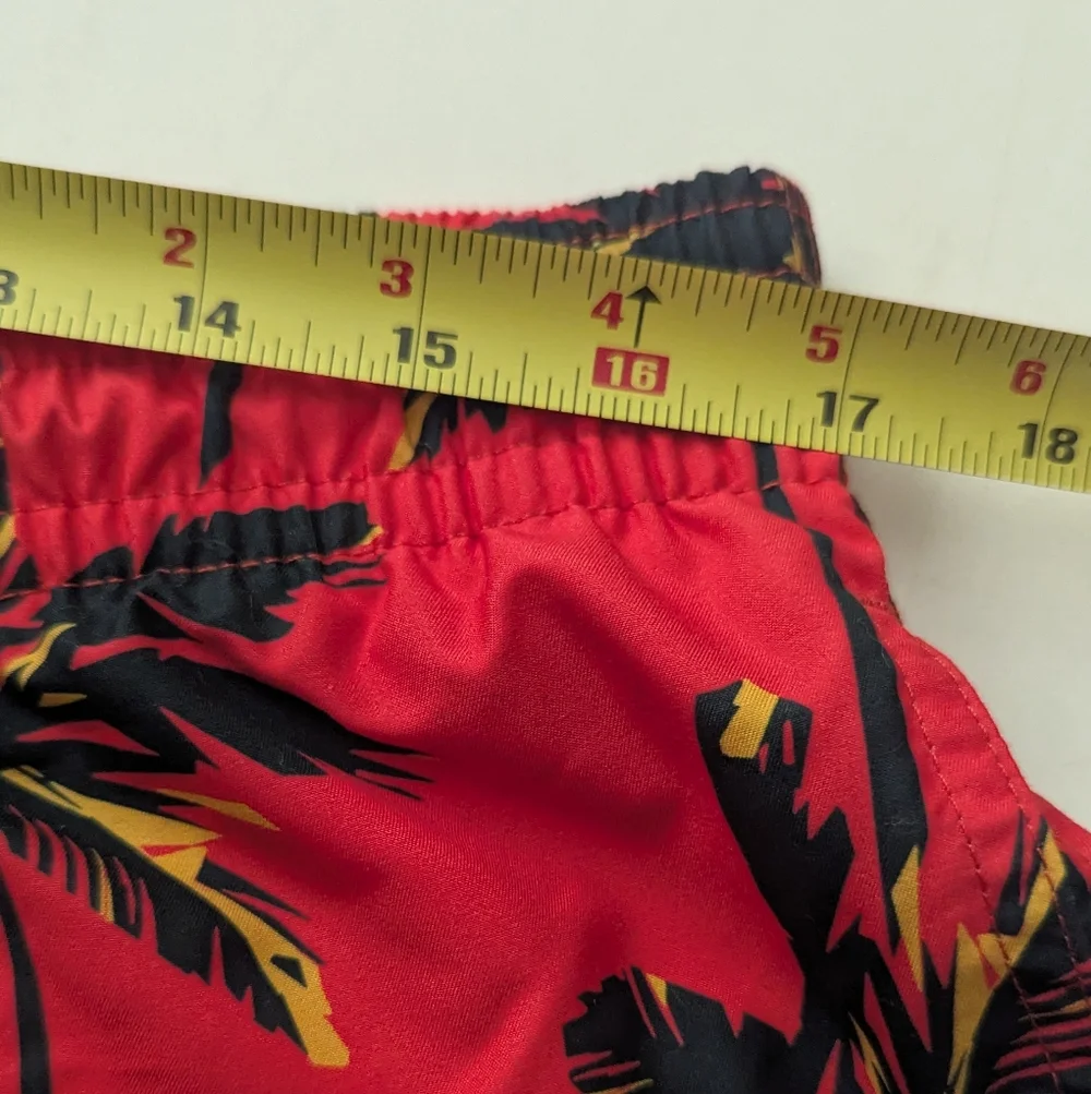 Rodd & Gunn Thompsons Cove Crimson Red Swim Trunks with Palm Tree Print Size XL